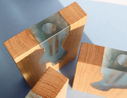 soliflore vase bois résine effet eau